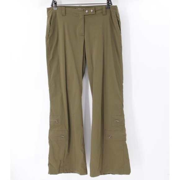 Anatomie Pants - anatomie pants Womens large flare wide leg cargo zip pockets green made in italy